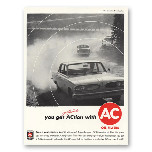 1960 AC Oil Filter Protect Your Engines Power Vintage Magazine Print Ad