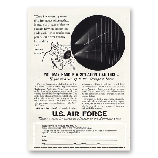 1960 US Air Force Situation Like This Aerospace Team Vintage Magazine Print Ad