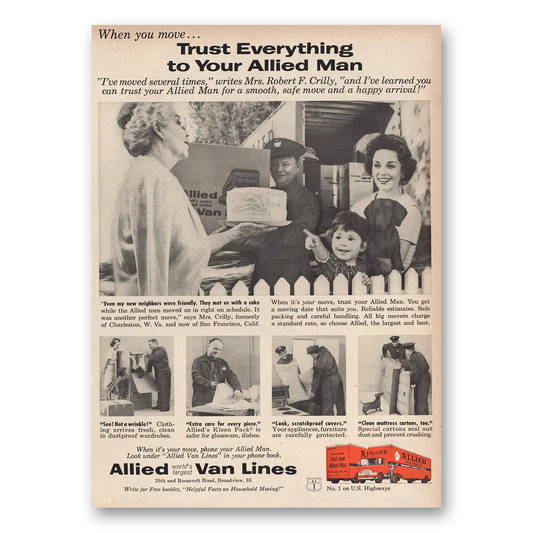 1960 Allied Van Lines Trust Everything Vintage Magazine Print Ad