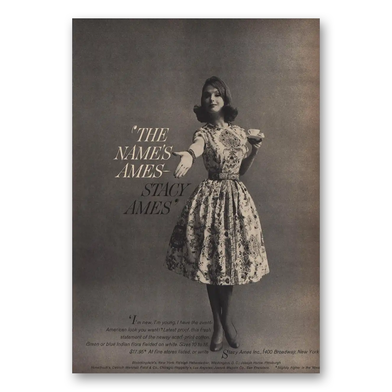 1960 Stacy Ames Names Ames Vintage Magazine Print Ad