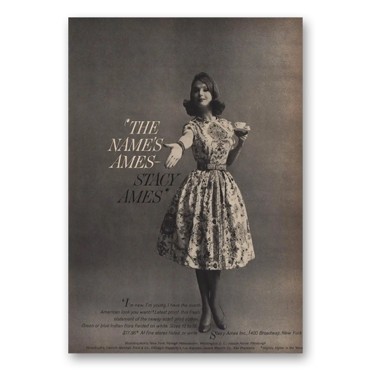 1960 Stacy Ames Names Ames Vintage Magazine Print Ad