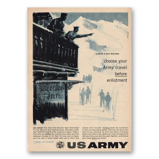 1960 US Army Choose Army Travel Before Enlistment Vintage Magazine Print Ad