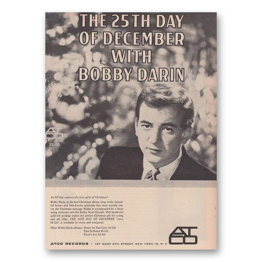 1960 Bobby Darin Promo 25th Day of December With Bobby Darin Vintage Magazine Print Ad