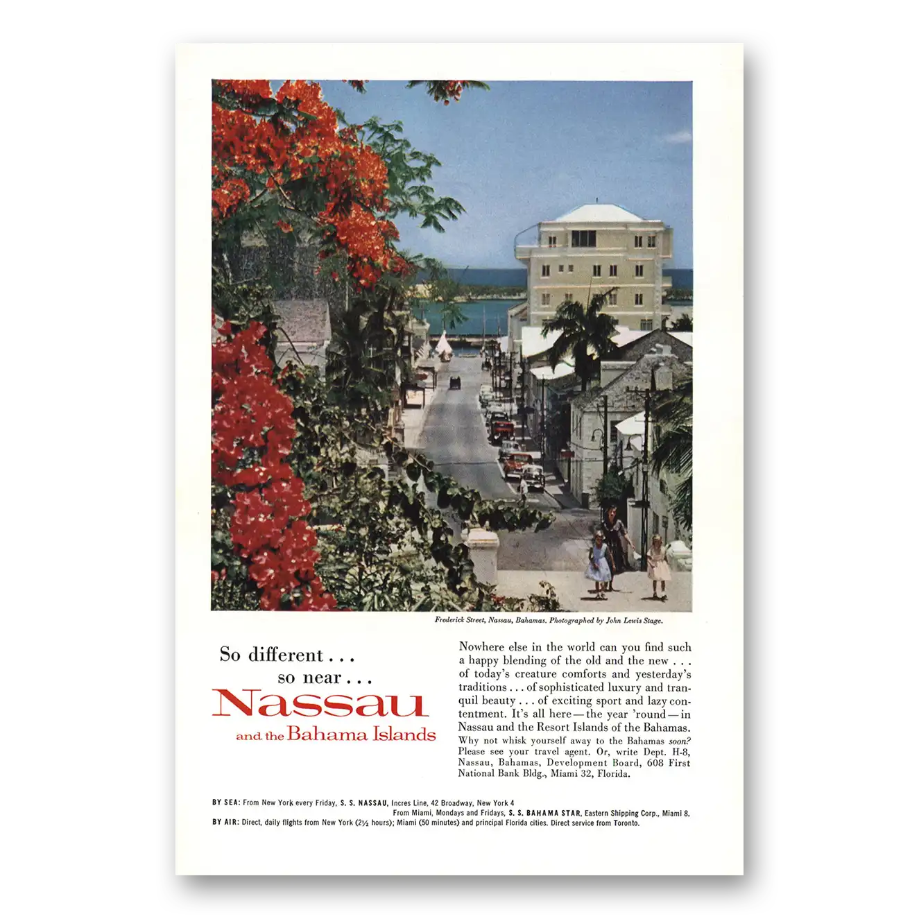 1960 Nassau Bahamas Frederick Street Vintage Magazine Print Ad