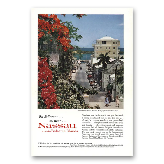 1960 Nassau Bahamas Frederick Street Vintage Magazine Print Ad