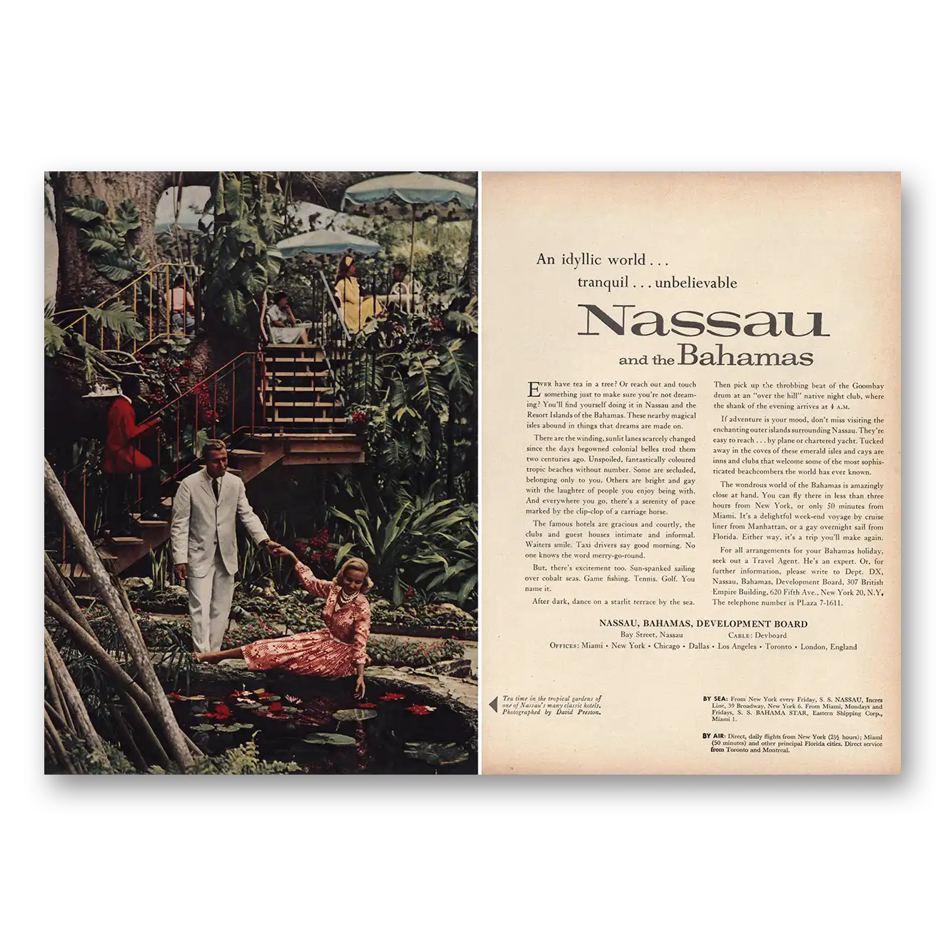 1960 Nassau Bahamas Idyllic World Tranquil Vintage Magazine Print Ad