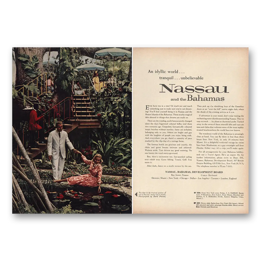 1960 Nassau Bahamas Idyllic World Tranquil Vintage Magazine Print Ad