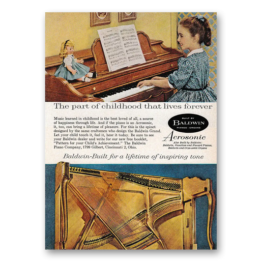 1960 Baldwin Piano Part of Childhood That Lives Forever Vintage Magazine Print Ad