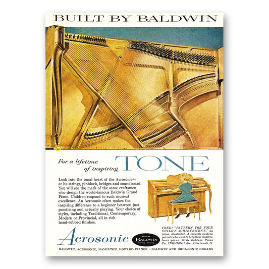 1960 Baldwin Piano Acrosonic Inspiring Tone Vintage Magazine Print Ad