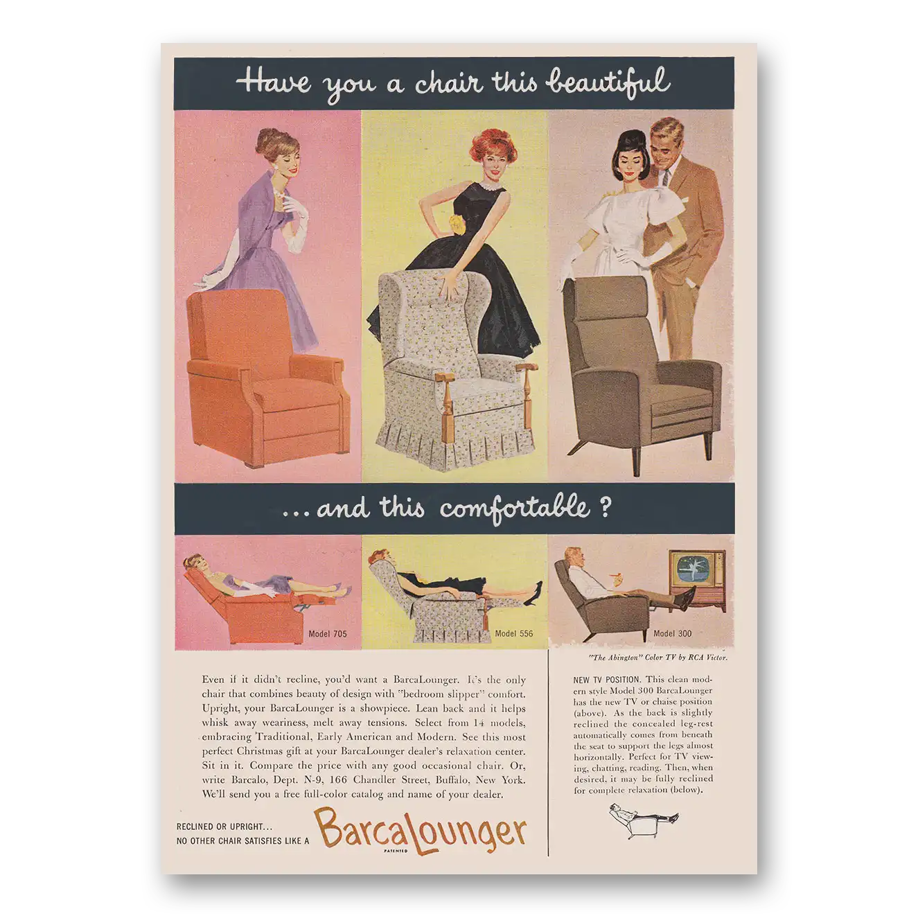 1960 BarcaLounger Have You a Chair This Beautiful Vintage Magazine Print Ad