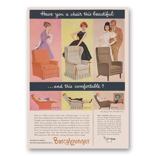 1960 BarcaLounger Have You a Chair This Beautiful Vintage Magazine Print Ad