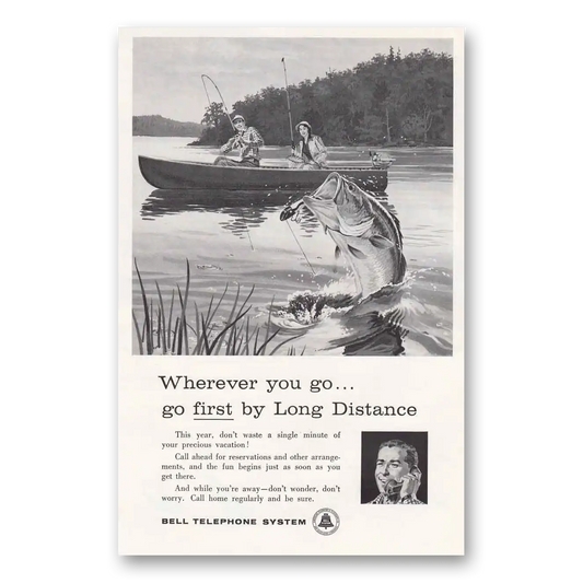 1960 Bell Telephone Fishing Boat Vintage Magazine Print Ad