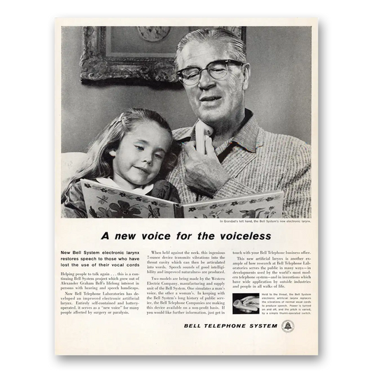 1960 Bell Telephone New Voice for the Voiceless Vintage Magazine Print Ad