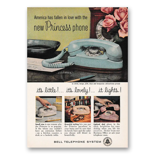 1960 Bell Telephone America Has Fallen In Love with the New Princess Phone Vintage Magazine Print Ad