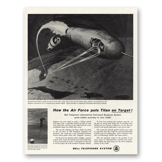 1960 Bell Telephone Air Force Puts Titan on Target Vintage Magazine Print Ad