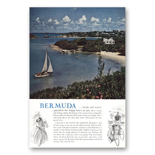 1960 Bermuda Lovely and Serene Vintage Magazine Print Ad