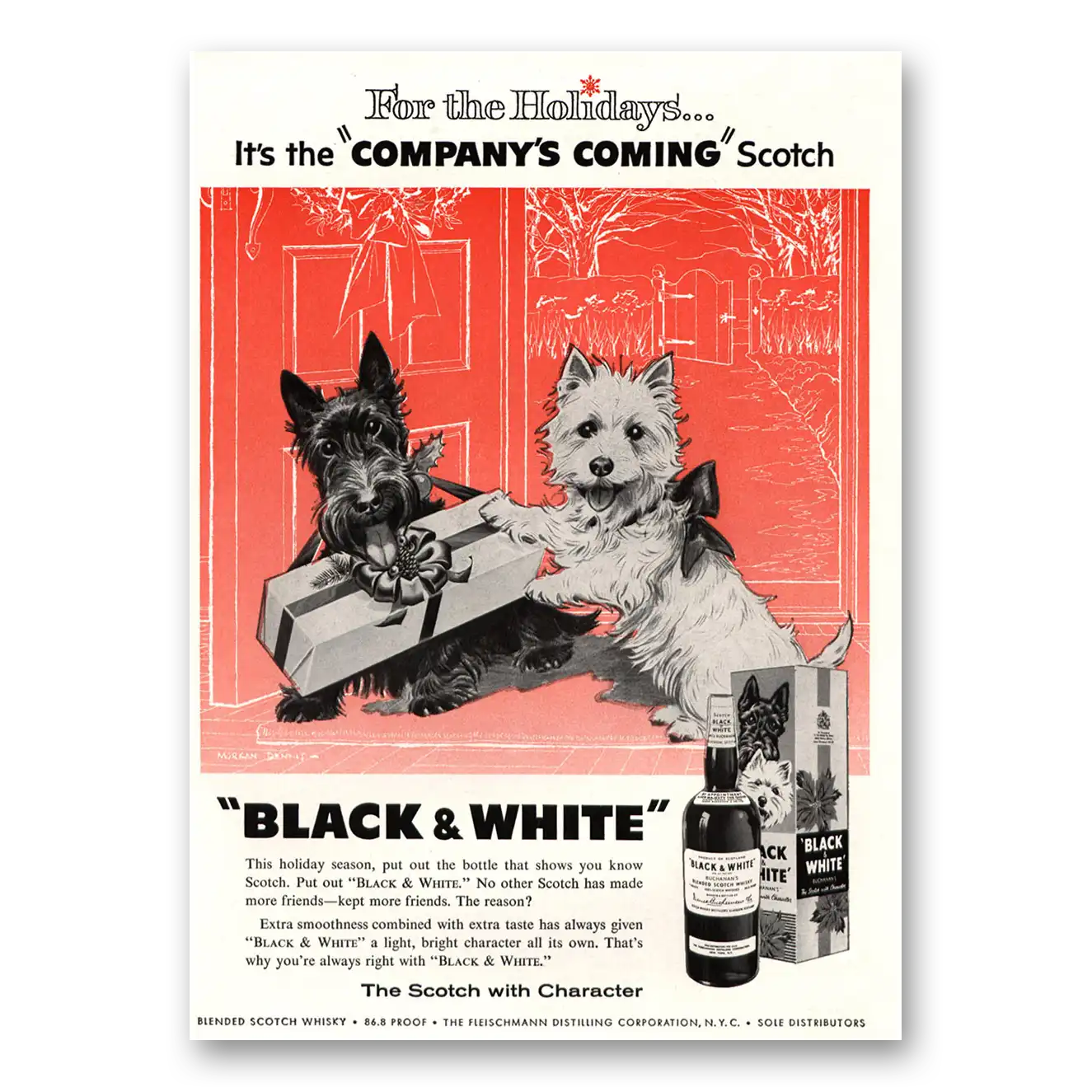 1960 Black and White Scotch Holidays Companys Coming Vintage Magazine Print Ad