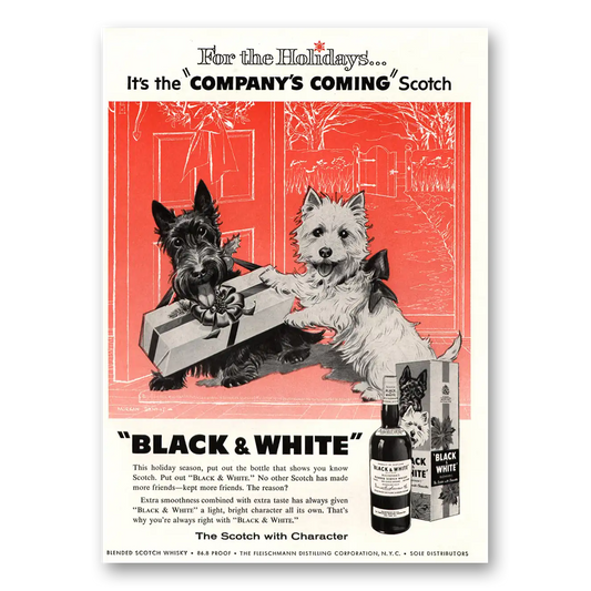 1960 Black and White Scotch Holidays Companys Coming Vintage Magazine Print Ad