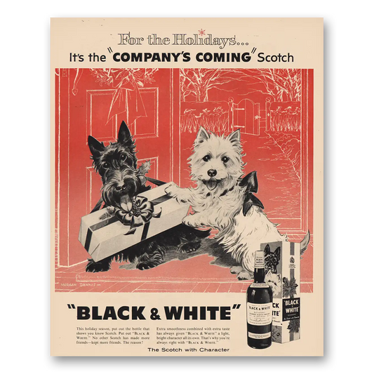 1960 Black and White Scotch Companys Coming Vintage Magazine Print Ad