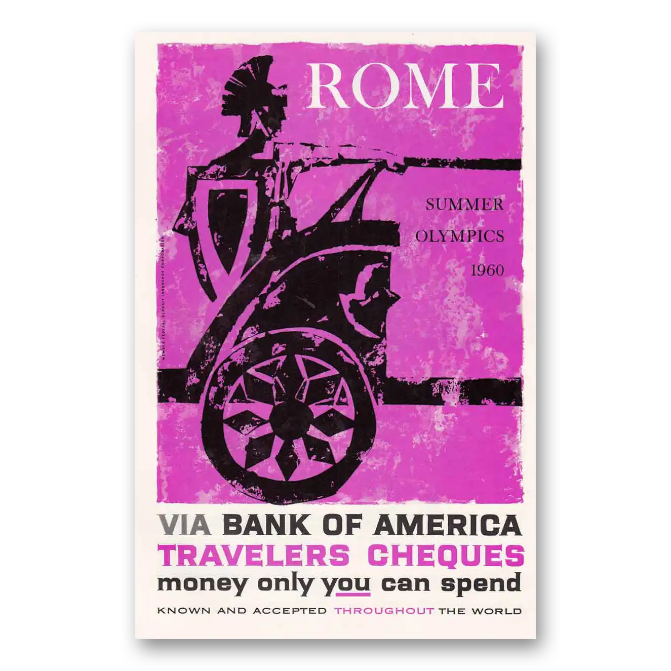 1960 Bank of America Travelers Cheques Rome Summer Olympics Vintage Magazine Print Ad