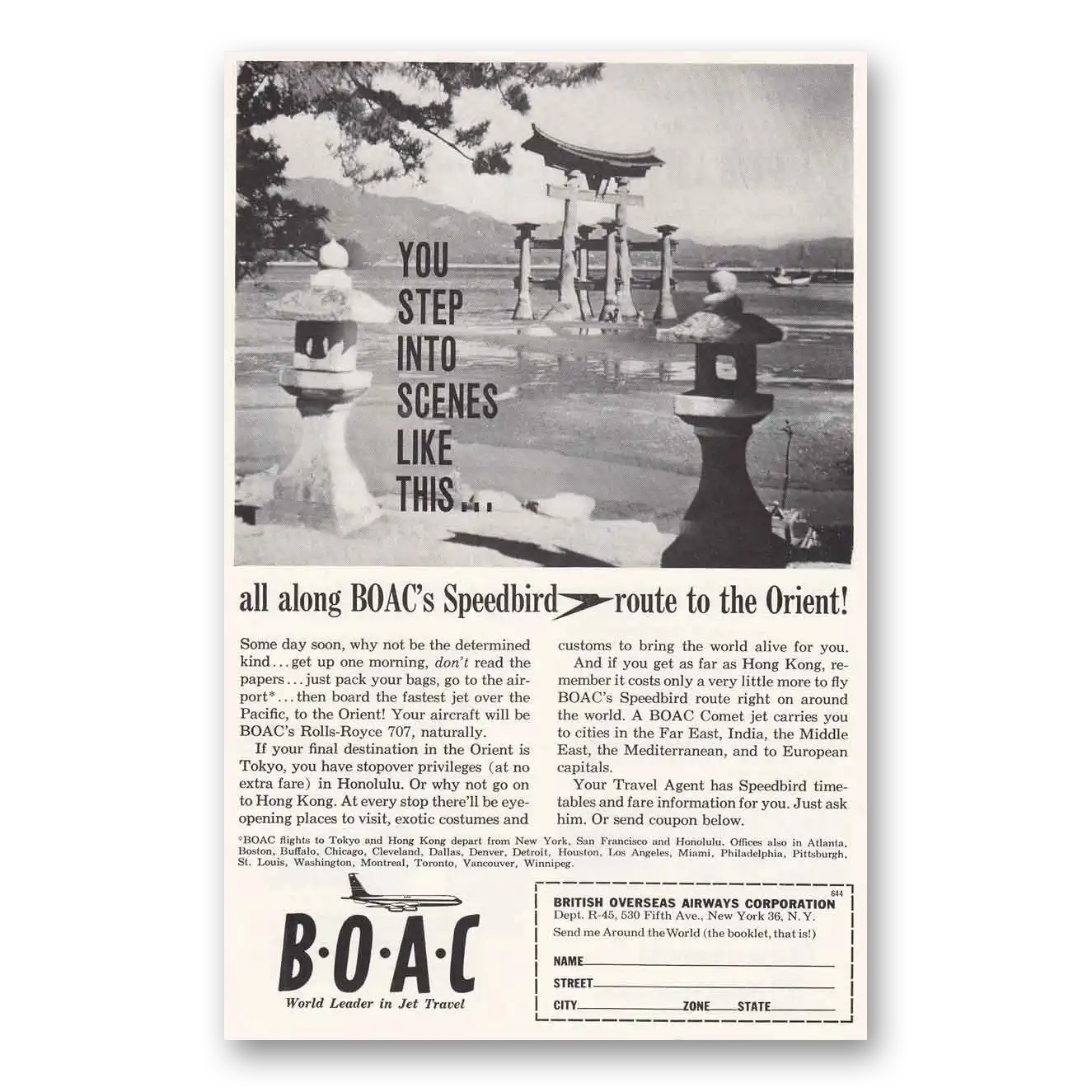 1960 British Airways BOAC Scenes Like This Vintage Magazine Print Ad