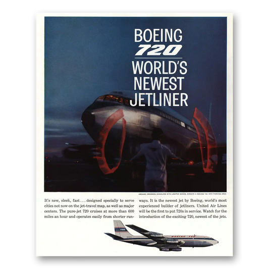 1960 Boeing 720 Worlds Newest Jetliner Vintage Magazine Print Ad