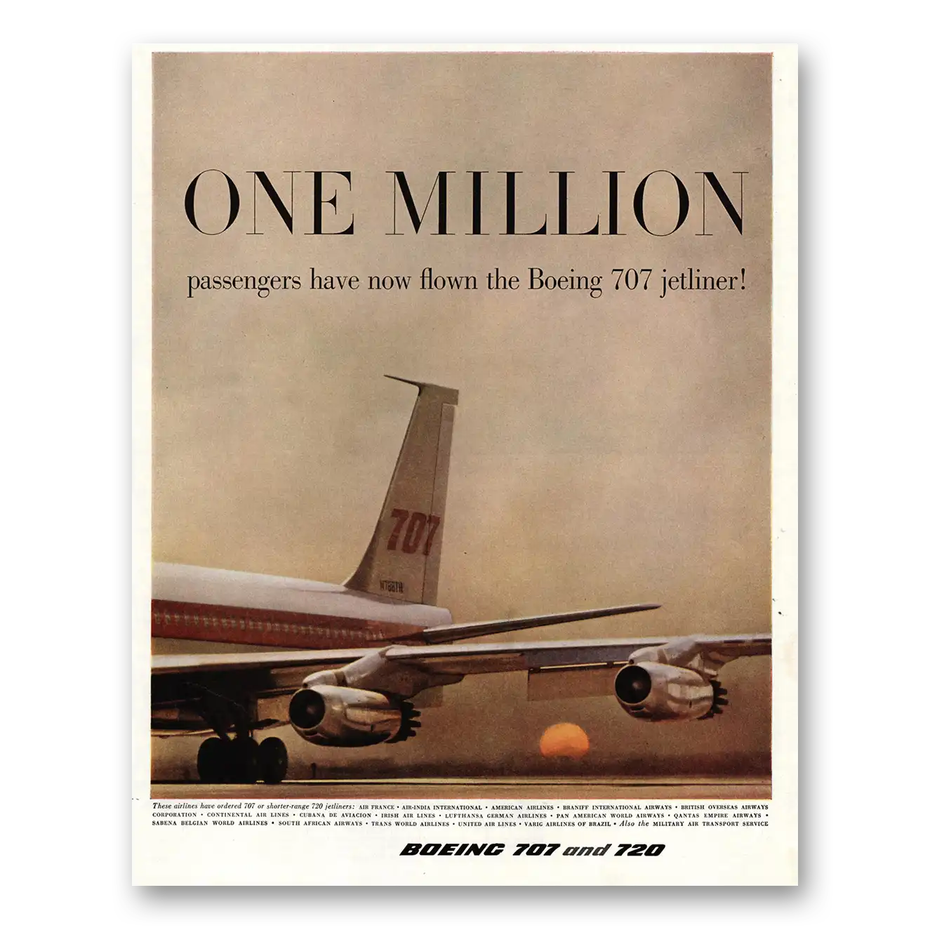 1960 Boeing 707 One Million Passengers Have Flown 707 Jetliner Vintage Magazine Print Ad