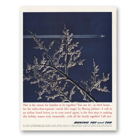 1960 Boeing 707 This is the Season for Families Vintage Magazine Print Ad