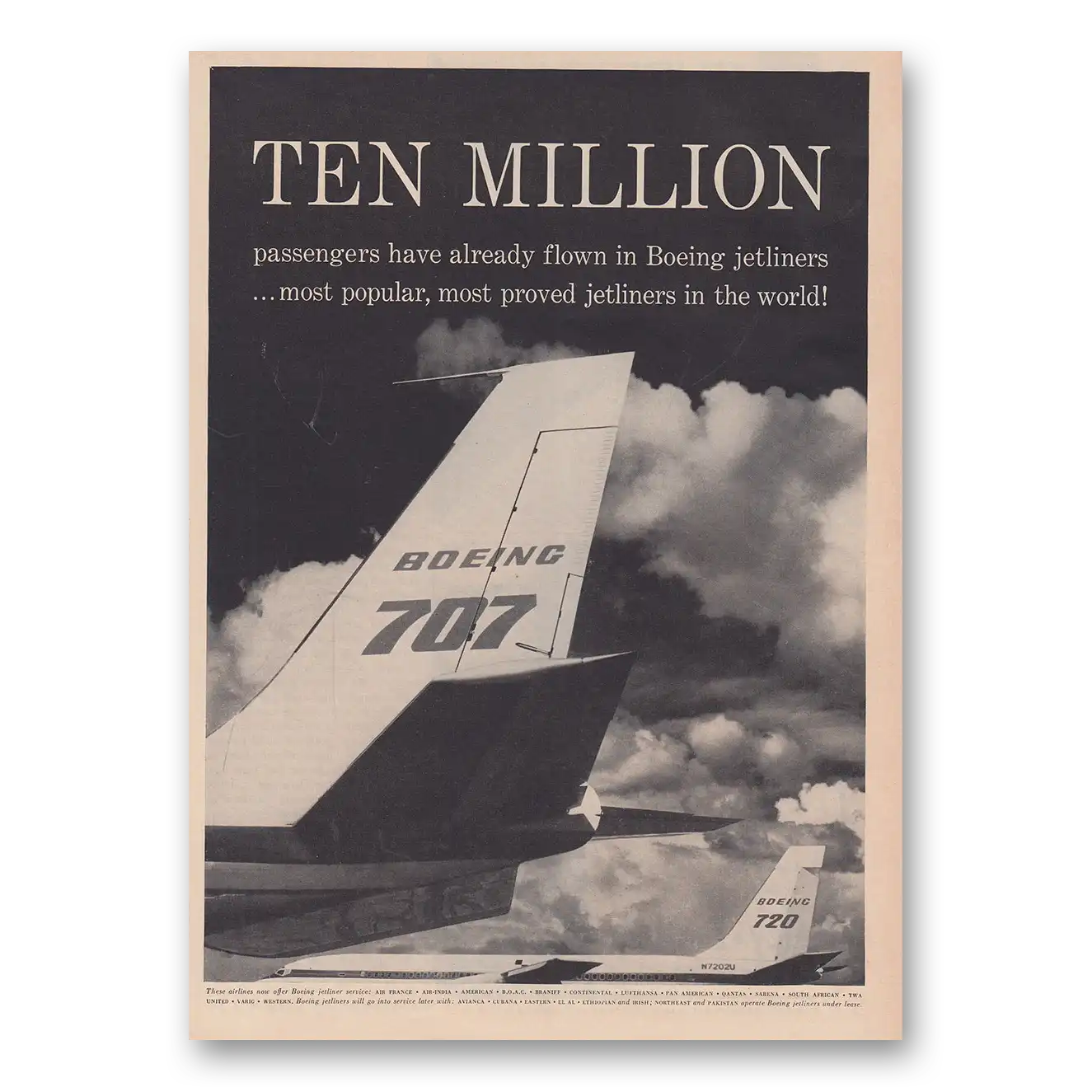 1960 Boeing 707 Ten Million Passenger Have Already Flown Vintage Magazine Print Ad