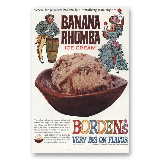 1960 Bordens Banana Rhumba Ice Cream Big On Flavor Vintage Magazine Print Ad