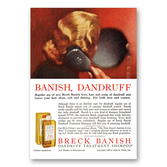 1960 Breck Shampoo Banish Dandruff Shampoo Brush Vintage Magazine Print Ad