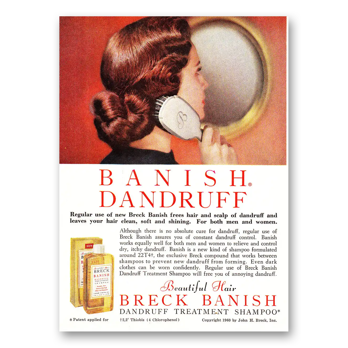 1960 Breck Shampoo Banish Dandruff Shampoo Banish Dandruff Vintage Magazine Print Ad