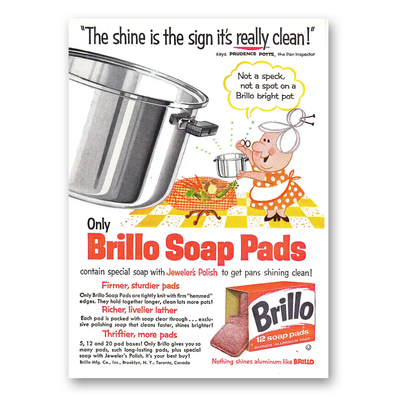 1960 Brillo Soap Pads Shine Is the Sign Prudence Potts Vintage Magazine Print Ad