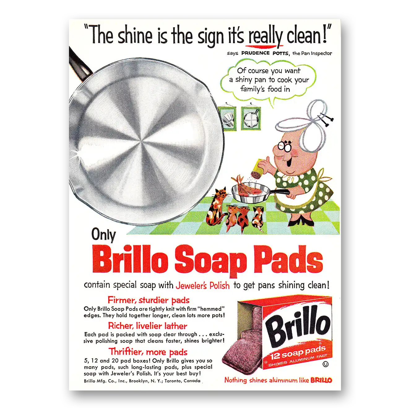 1960 Brillo Soap Pads Shine Is the Sign Vintage Magazine Print Ad