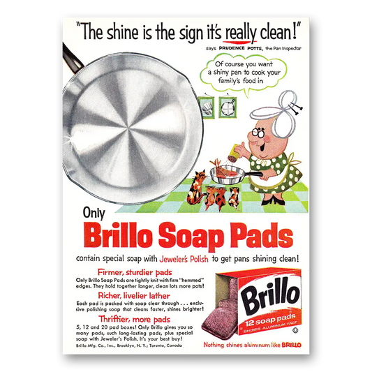 1960 Brillo Soap Pads Shine Is the Sign Vintage Magazine Print Ad