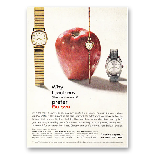 1960 Bulova Watch Why Teachers Prefer Bulova Vintage Magazine Print Ad