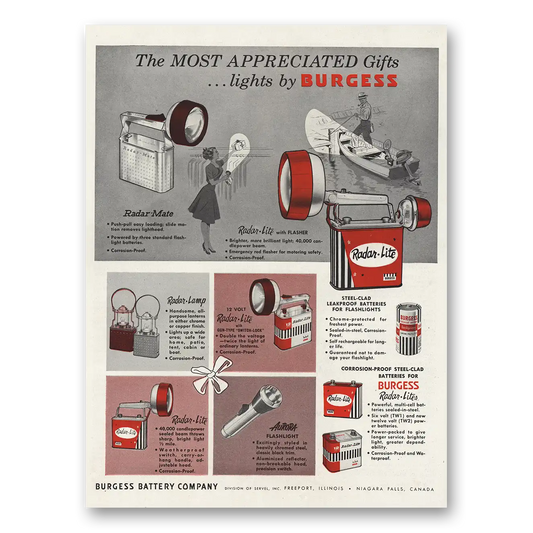 1960 Burgess Battery Company Most Appreciated Gifts Vintage Magazine Print Ad