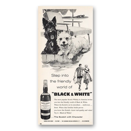 1960 Black and White Scotch Friendly World Vintage Magazine Print Ad
