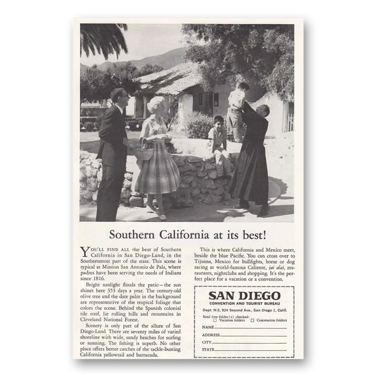 1960 San Diego California Mission San Antonio de Pala Vintage Magazine Print Ad