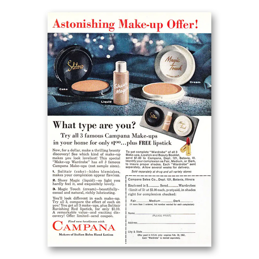 1960 Campana Make Up Astonishing Make Up Offer Vintage Magazine Print Ad