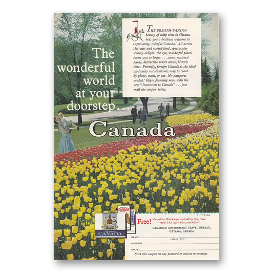 1960 Canada Wonderful World at Your Doorstep Vintage Magazine Print Ad