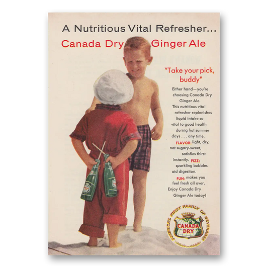 1959 Canada Dry Nutritious Vital Refresher Vintage Magazine Print Ad