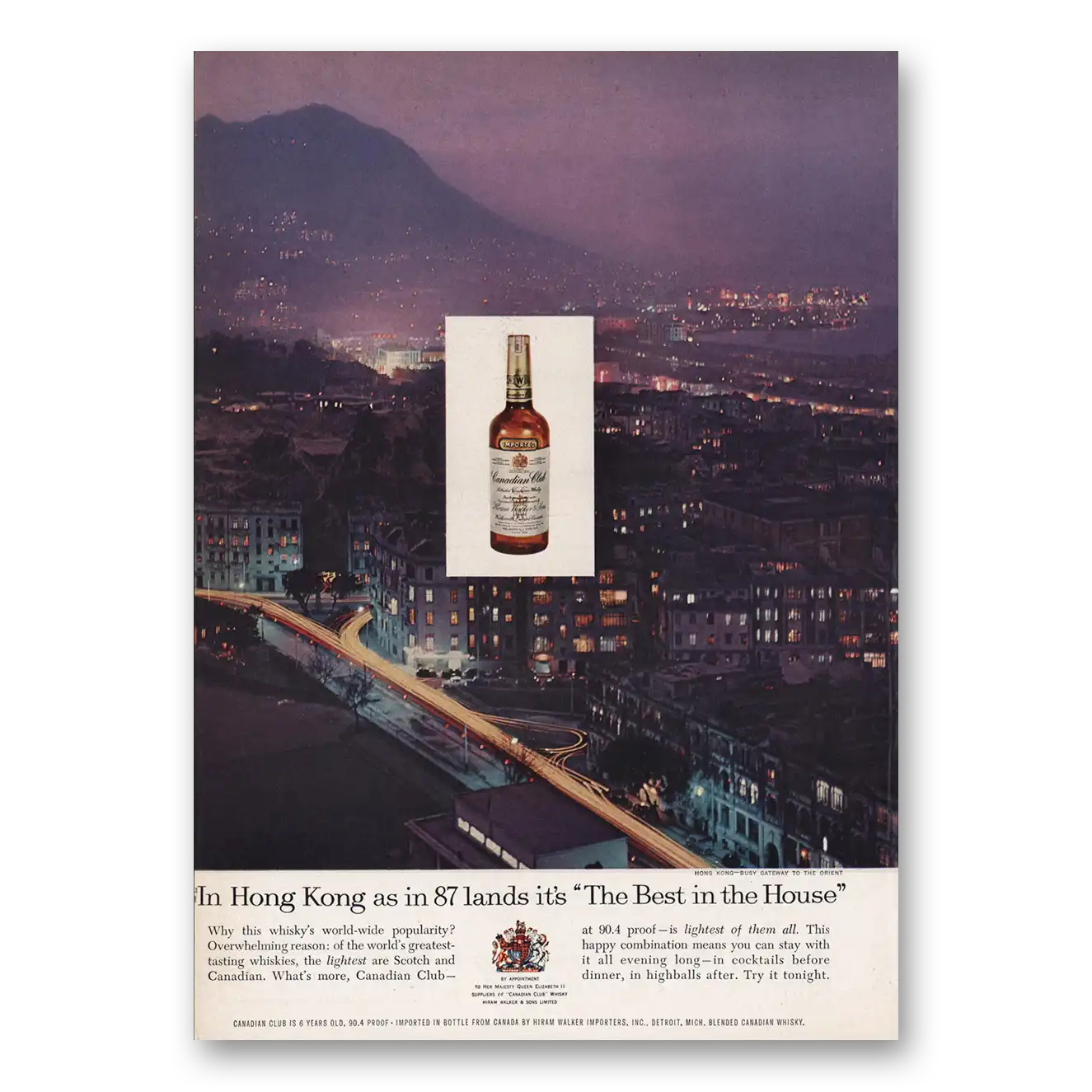 1960 Canadian Club Hong Kong As In 87 Lands Vintage Magazine Print Ad