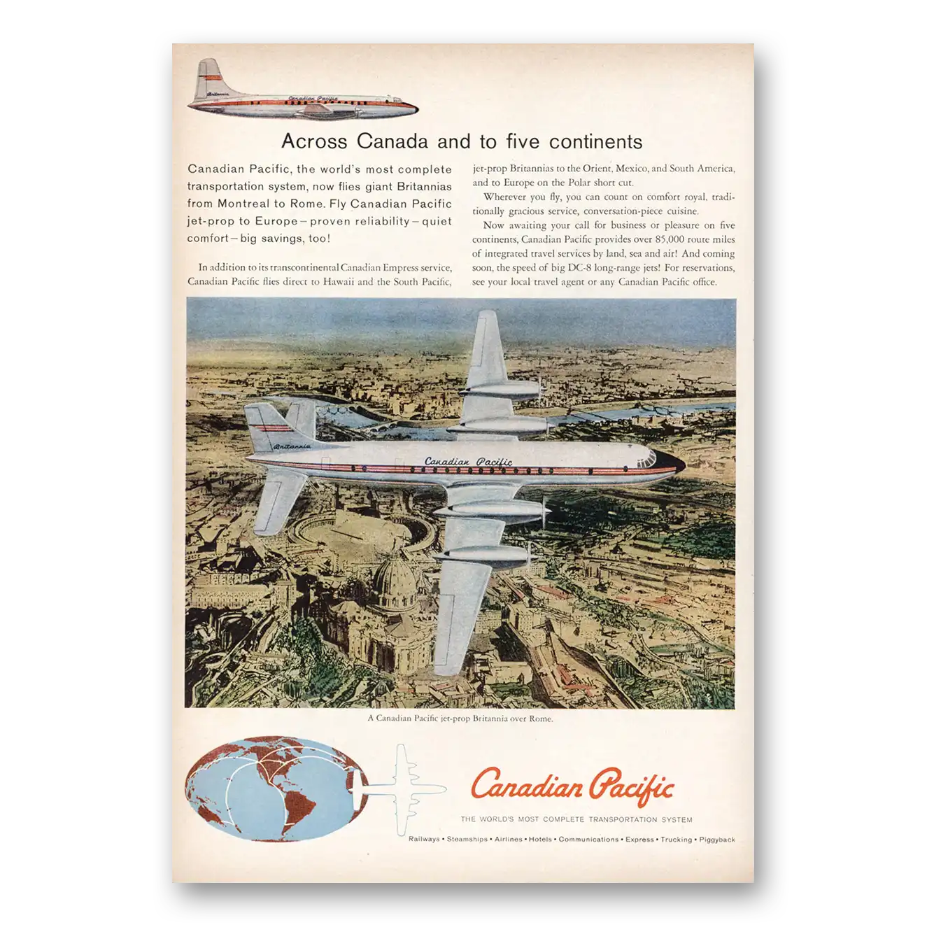 1960 Canadian Pacific Across Canada and to Five Continents Vintage Magazine Print Ad