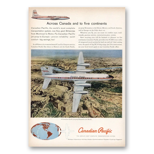 1960 Canadian Pacific Across Canada and to Five Continents Vintage Magazine Print Ad