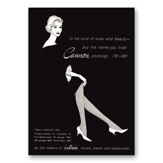 1960 Cannon Stockings Be Sure of Wear and Beauty Vintage Magazine Print Ad