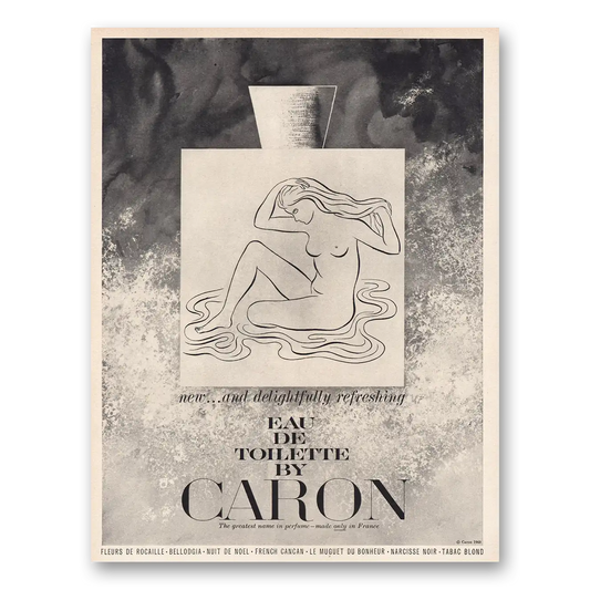 1960 Caron Eau De Toilette Perfume Delightfully Refreshing Vintage Magazine Print Ad