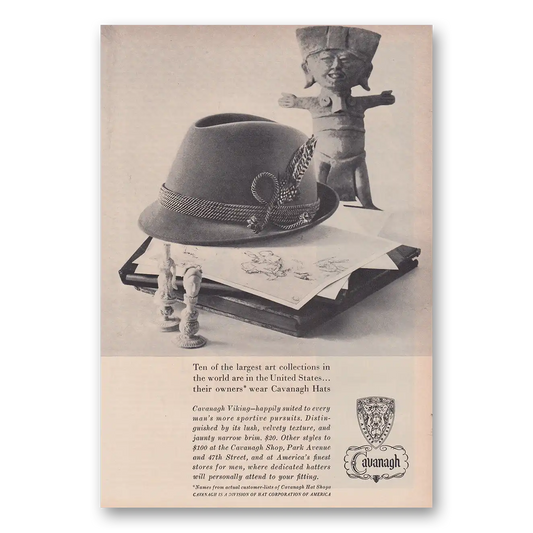 1960 Cavanaugh Hats Ten of the Largest Art Collections Vintage Magazine Print Ad