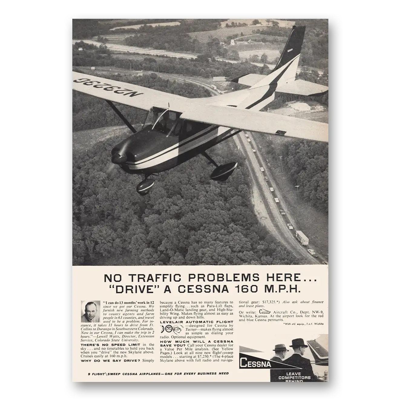 1960 Cessna No Traffic Problems Here Vintage Magazine Print Ad