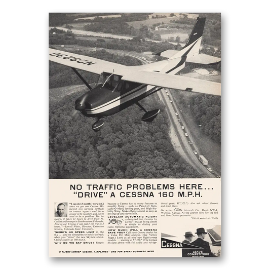 1960 Cessna No Traffic Problems Here Vintage Magazine Print Ad